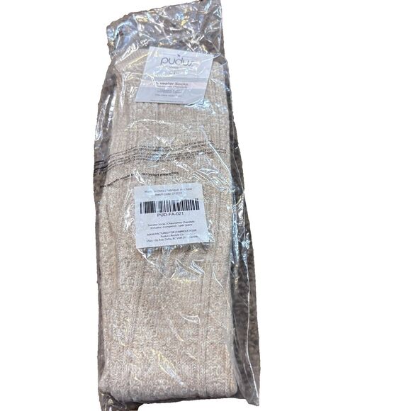 Pudus Beige Knee High Sweater Socks Size 6-10 NWT - Picture 1 of 8